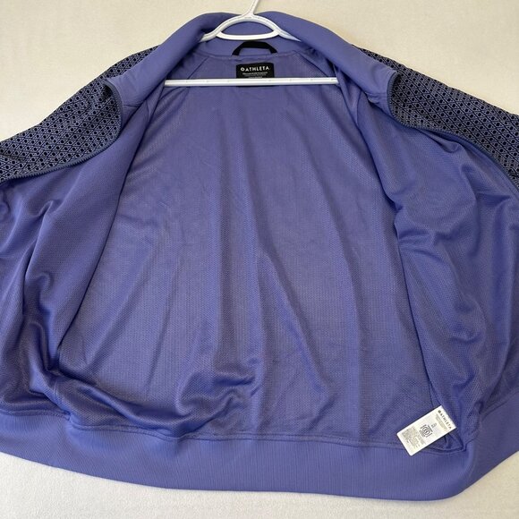 Athleta Brooklyn Bomber Jacket Size XL NWT Purple Geometric Mesh Lined Casual - Picture 6 of 11